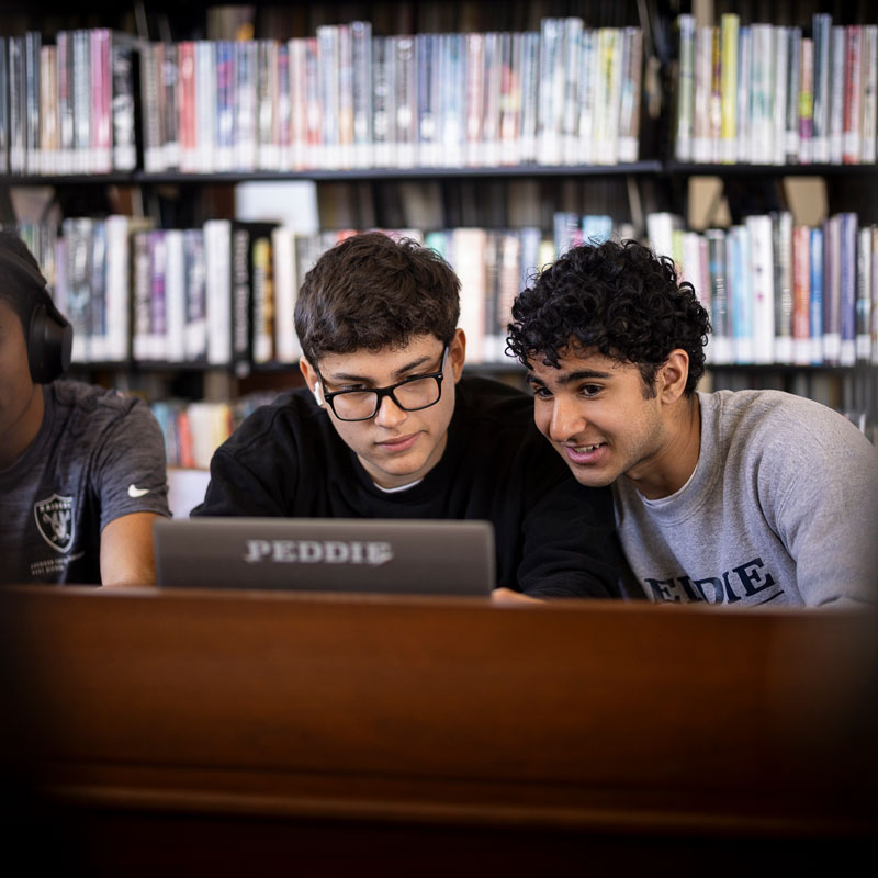 Peddie students studying in the Annenberg Library