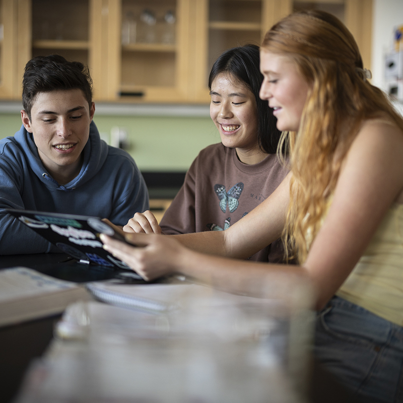 Peddie students studying in science class